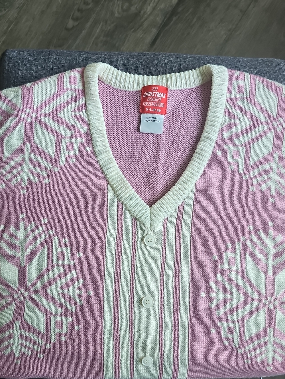 Ugly Christmas Sweater Party Pink Cream Snowflake Vest Xlarge Holiday